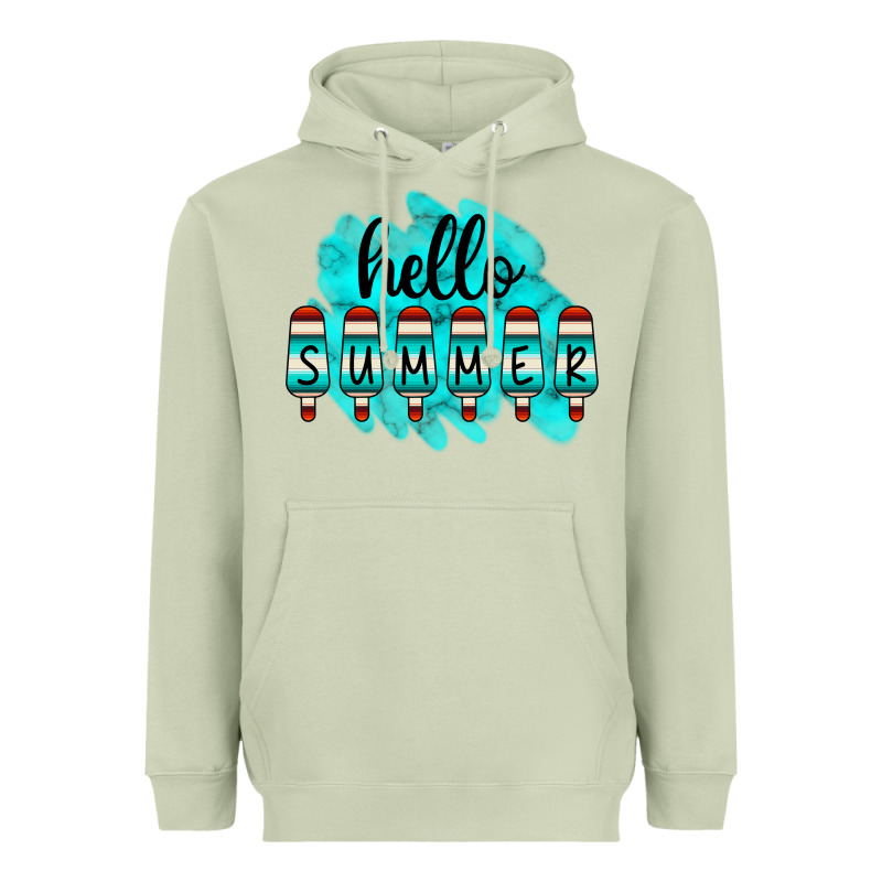 Hello Summer Serape Turquoise Heavyweight Hoodie by CowCowDesign | Teevron