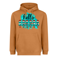 Meerkat Hello Summer Serape Turquoise Heavyweight Hoodie - CowCowDesign