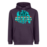 Plum Hello Summer Serape Turquoise Heavyweight Hoodie - CowCowDesign