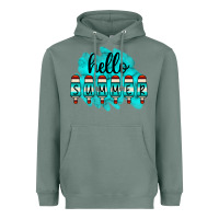 Sage Hello Summer Serape Turquoise Heavyweight Hoodie - CowCowDesign