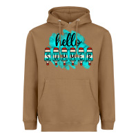 Toasted Coconut Hello Summer Serape Turquoise Heavyweight Hoodie - CowCowDesign