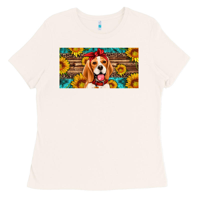 Beagle With Sunflowers License Plate Ladies Tee by Artiststas | Teevron