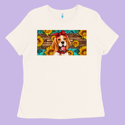Beagle With Sunflowers License Plate Ladies Tee Designed By Artiststas