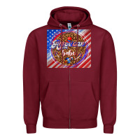 Burgundy American babe Zipper Hoodie - TumblerDesignByShophia