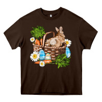 Chocolate Brown easter bunny in basket wıth carrot and eggs Heavy Core Tee - AdoDesignShop