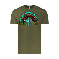 Vintage Olive cross christmas rainbow Vintage Tee - JahusDesignShop