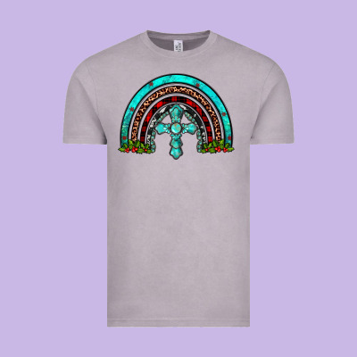 Cross Christmas Rainbow Vintage Tee Designed By Jahusdesignshop
