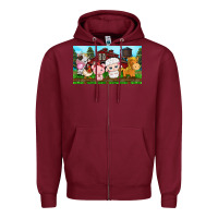 Burgundy cute farm animals Zipper Hoodie - TumblerDesignByShophia
