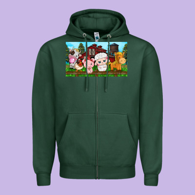Cute Farm Animals Zipper Hoodie Designed By Tumblerdesignbyshophia