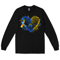 Black world down syndrome day heart Long Sleeve Tee - Artiststas