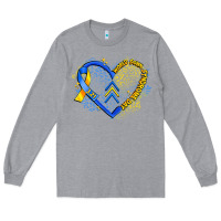 Heather Grey world down syndrome day heart Long Sleeve Tee - Artiststas