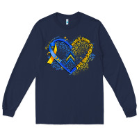 Navy world down syndrome day heart Long Sleeve Tee - Artiststas