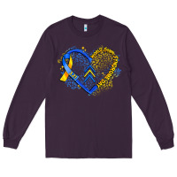 Plum world down syndrome day heart Long Sleeve Tee - Artiststas