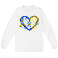 White world down syndrome day heart Long Sleeve Tee - Artiststas