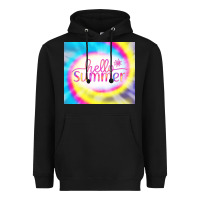 Black Hello Summer Tie Dye Tumbler Heavyweight Hoodie - CowCowDesign