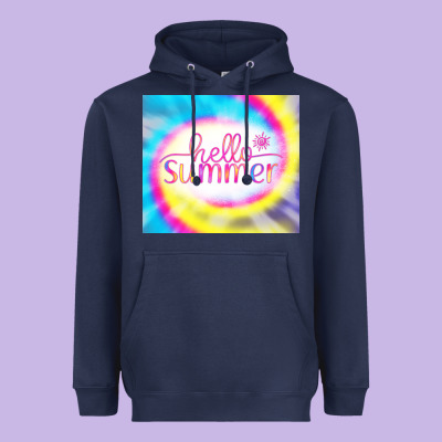 Hello Summer Tie Dye Tumbler Heavyweight Hoodie Designed By Cowcowdesign