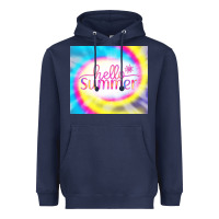Navy Hello Summer Tie Dye Tumbler Heavyweight Hoodie - CowCowDesign