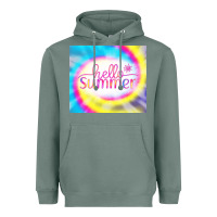 Sage Hello Summer Tie Dye Tumbler Heavyweight Hoodie - CowCowDesign