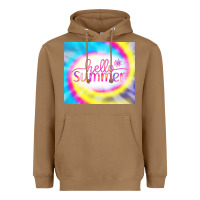 Toasted Coconut Hello Summer Tie Dye Tumbler Heavyweight Hoodie - CowCowDesign