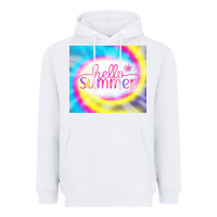 White Hello Summer Tie Dye Tumbler Heavyweight Hoodie - CowCowDesign