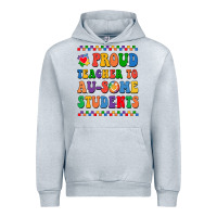 Heather Grey Proud Teacher to au-some student Urban Hoodie - CowhideDigitalArt