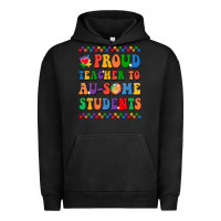 Pigment Black Proud Teacher to au-some student Urban Hoodie - CowhideDigitalArt