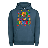 Pigment Midnight Navy Proud Teacher to au-some student Urban Hoodie - CowhideDigitalArt