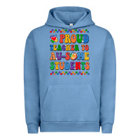 Pigment Pebble Blue Proud Teacher to au-some student Urban Hoodie - CowhideDigitalArt