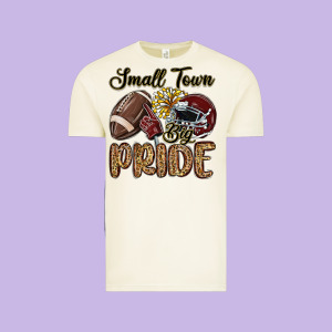 Small Town Big Pride Maroon Yellow Vintage Tee Designed By Maliassmallbusiness