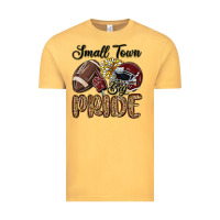 Vintage Mustard small town big pride maroon yellow Vintage Tee - MaliasSmallBusiness