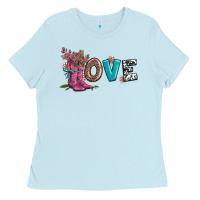 Baby Blue valentines day love and boots Ladies Tee - AdoDesignShop