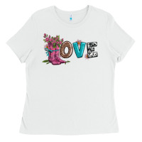 White valentines day love and boots Ladies Tee - AdoDesignShop