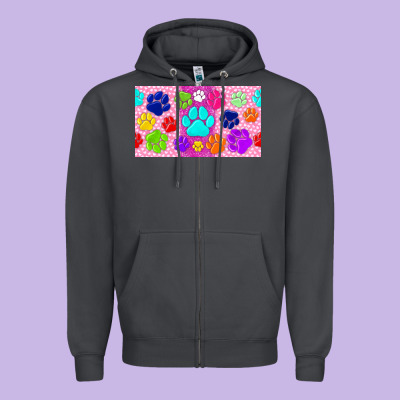 Paw Print Zipper Hoodie Designed By Tumblerdesignbyshophia