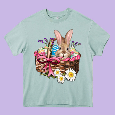 Easter Bunny And Basket Heavy Core Tee Designed By Adodesignshop