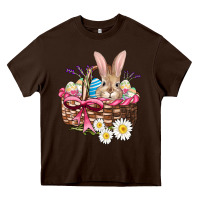 Chocolate Brown easter bunny and basket Heavy Core Tee - AdoDesignShop