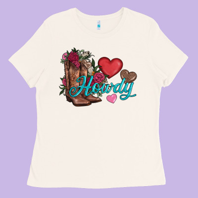 Valentines Day Howdy And Boots Ladies Tee Designed By Adodesignshop