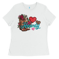 White valentines day howdy and boots Ladies Tee - AdoDesignShop