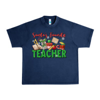 Navy santa's favorite teacher Urban Heavy Tee - MaliasSmallBusiness