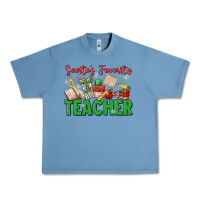 Pebble Blue santa's favorite teacher Urban Heavy Tee - MaliasSmallBusiness