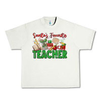 Pistachio santa's favorite teacher Urban Heavy Tee - MaliasSmallBusiness