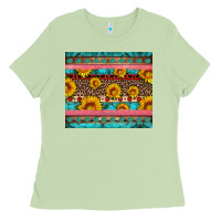 Western Sunflowers Turquoise Ladies Tee | Teevron