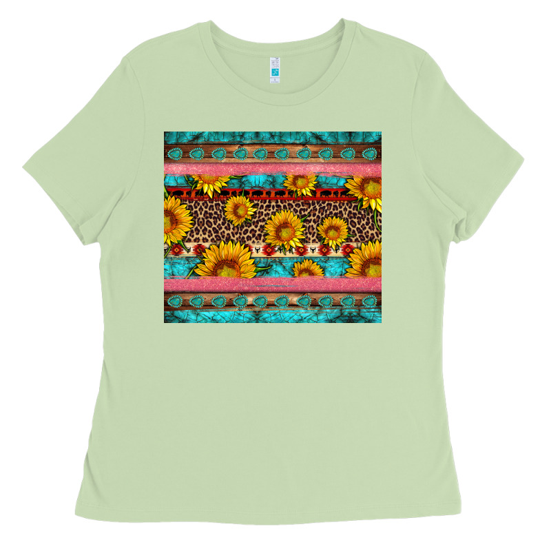 Western Sunflowers Turquoise Ladies Tee by Artiststas | Teevron