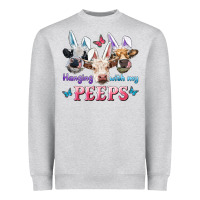 Heather Grey Hanging With My Peeps Cows Heavyweight Sweatshirt - RanaPortraitStore