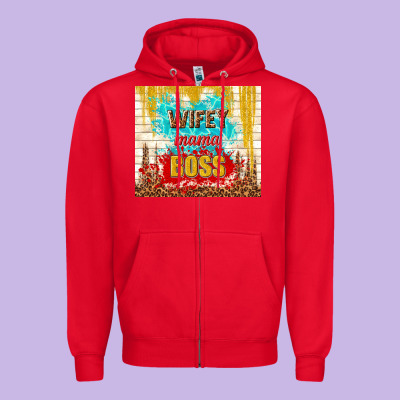 Wifey Mama Boss Zipper Hoodie Designed By Tumblerdesignbyshophia