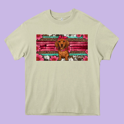 Dachshund Puppy License Plate Heavy Core Tee Designed By Artiststas
