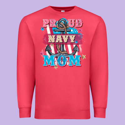 Proud Navy Mom Mother's Day Premium Sweatshirt Designed By Fadigitalartstudio