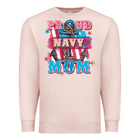 Pale Pink Proud navy Mom Mother's Day Premium Sweatshirt - FaDigitalArtStudio