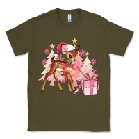 Army Green reindeer pink christmas Classic Tee - MaliasSmallBusiness