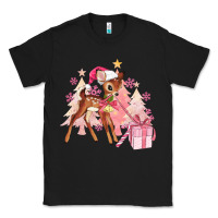 Black reindeer pink christmas Classic Tee - MaliasSmallBusiness