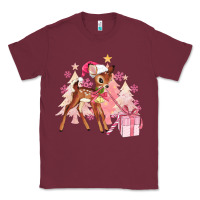 Burgundy reindeer pink christmas Classic Tee - MaliasSmallBusiness